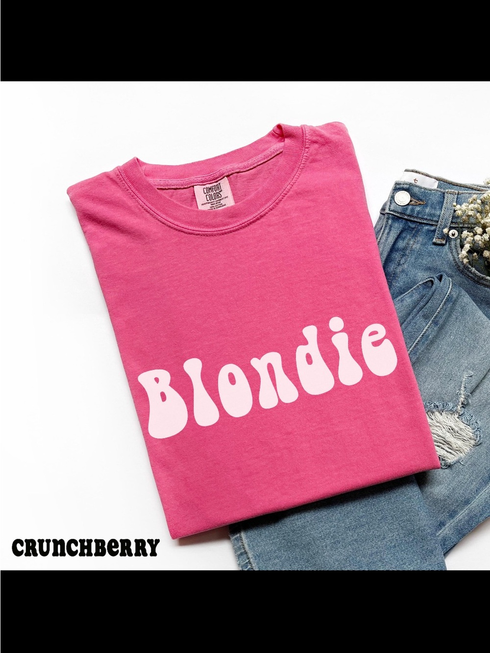 Comfort Colors Kids 'Blondie' Graphic Tee - Hot Pink with White Print